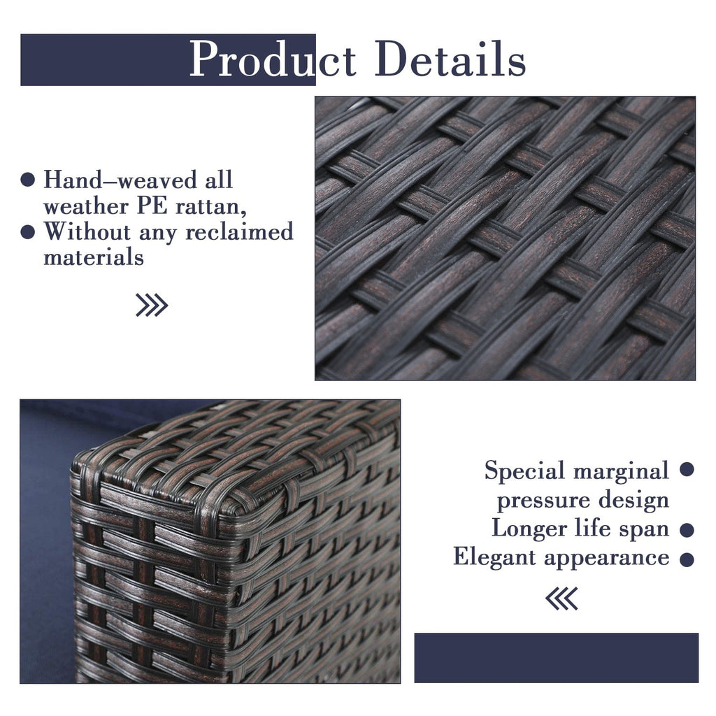 Ensemble de 9 canapés sectionnels rembourrés en rotin et osier pour patio - Ensembles de 9 pièces