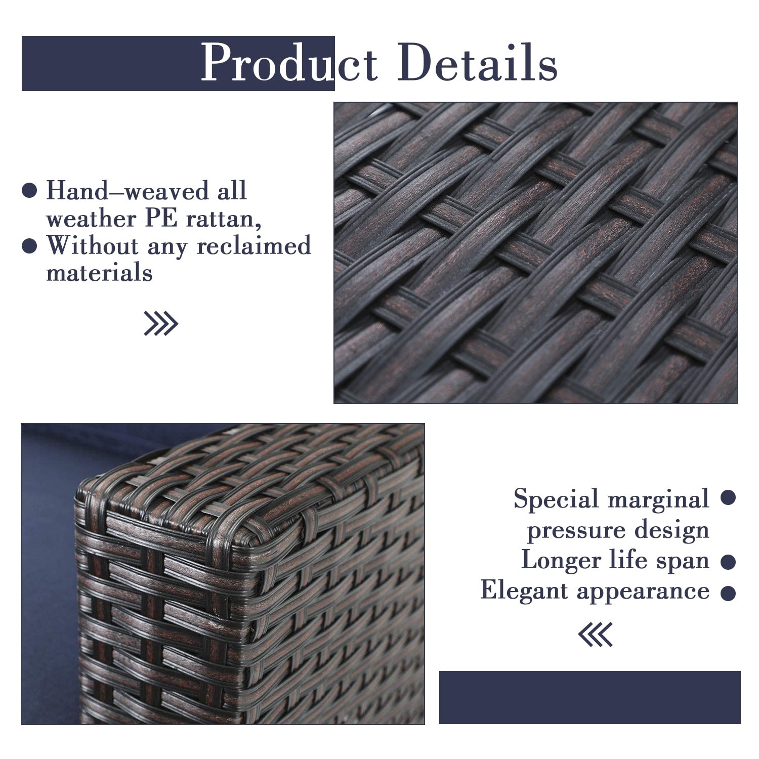 Ensemble de 9 canapés sectionnels rembourrés en rotin et osier pour patio - Ensembles de 9 pièces