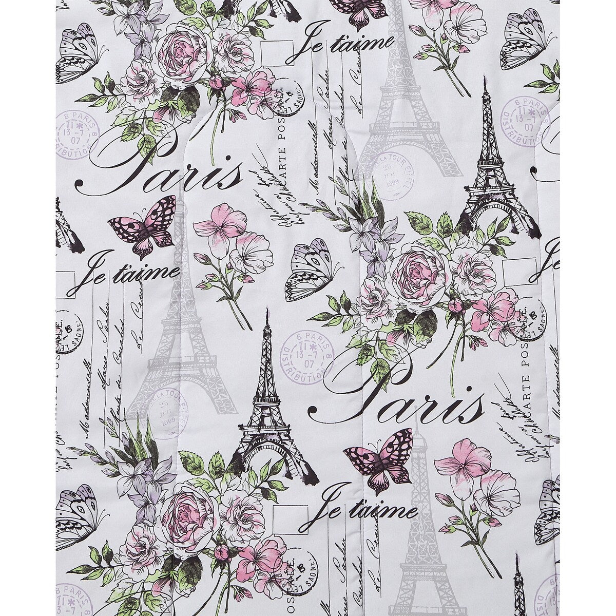 Parure de lit réversible en microfibre douce CEDAR COURT Paris Floral Lilas