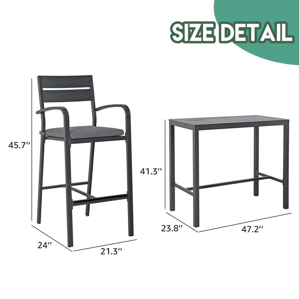 Ensemble de bar en aluminium 5 pièces pour patio Ensemble de salle à manger d'extérieur
