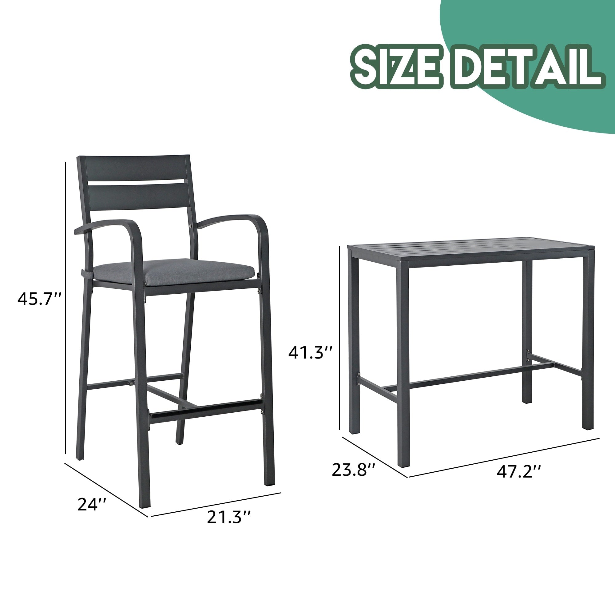 Ensemble de bar en aluminium 5 pièces pour patio Ensemble de salle à manger d'extérieur