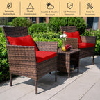 Ensemble de bistro de conversation de patio 3 pièces, meubles de conversation d'extérieur, chaises en osier et ensemble de table de rangement, ensemble de meubles de balcon de porche