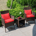 Ensemble de bistro de conversation de patio 3 pièces, meubles de conversation d'extérieur, chaises en osier et ensemble de table de rangement, ensemble de meubles de balcon de porche