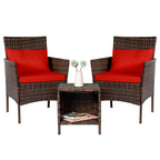 Ensemble de bistro de conversation de patio 3 pièces, meubles de conversation d'extérieur, chaises en osier et ensemble de table de rangement, ensemble de meubles de balcon de porche