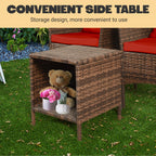 Ensemble de bistro de conversation de patio 3 pièces, meubles de conversation d'extérieur, chaises en osier et ensemble de table de rangement, ensemble de meubles de balcon de porche