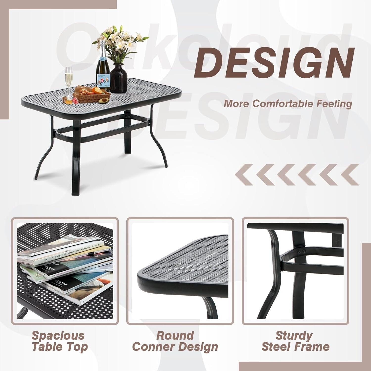 Ensemble de conversation pour patio extérieur en métal 4 pièces