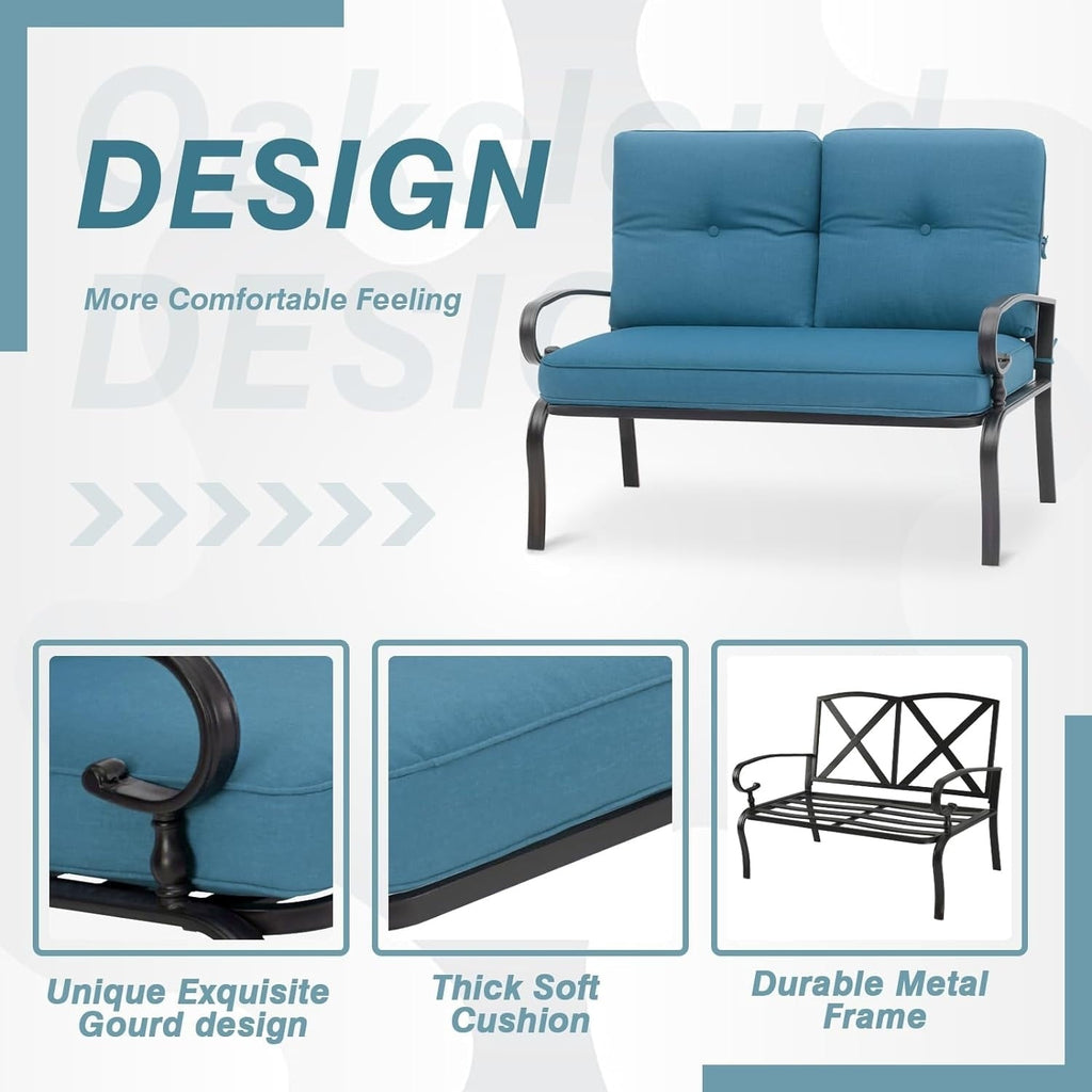 Ensemble de conversation pour patio extérieur en métal 4 pièces