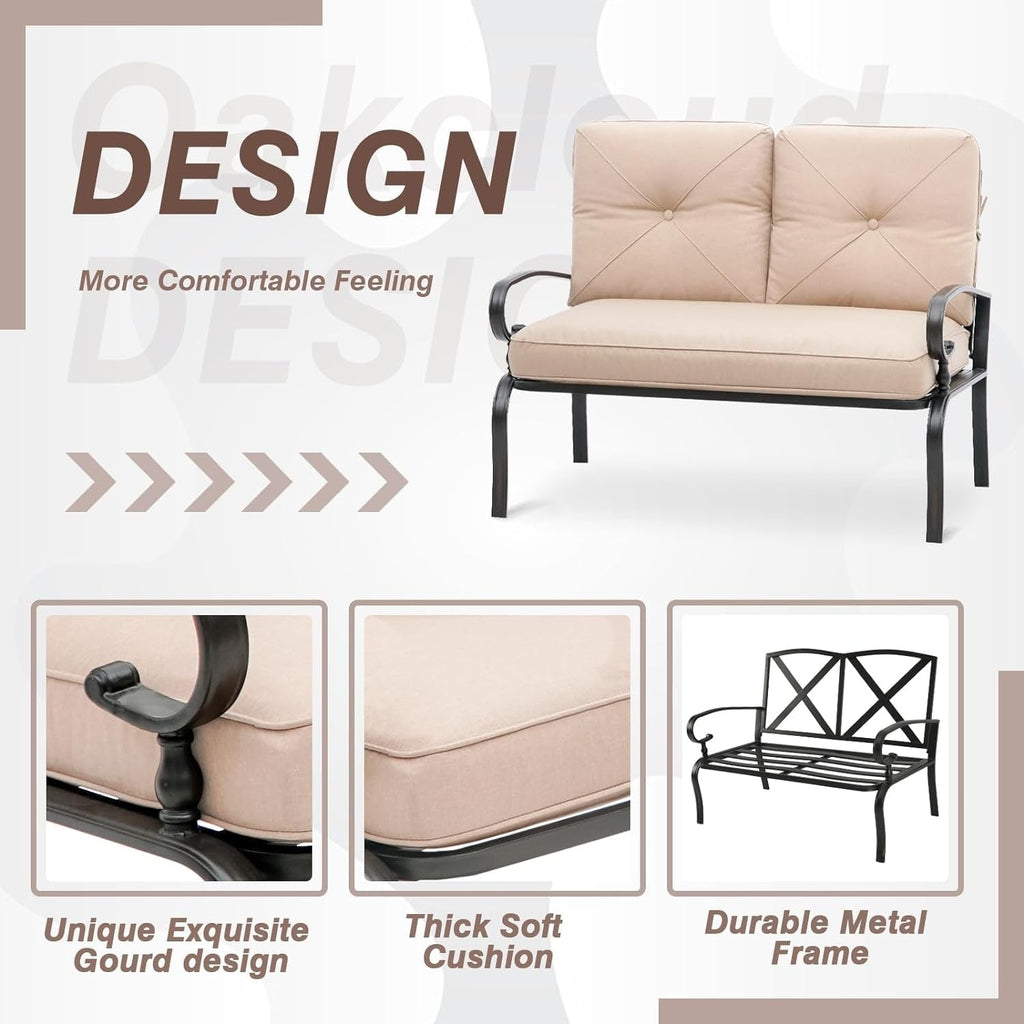 Ensemble de conversation pour patio extérieur en métal 4 pièces