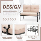 Ensemble de conversation pour patio extérieur en métal 4 pièces