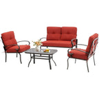 Ensemble de conversation pour patio extérieur en métal 4 pièces