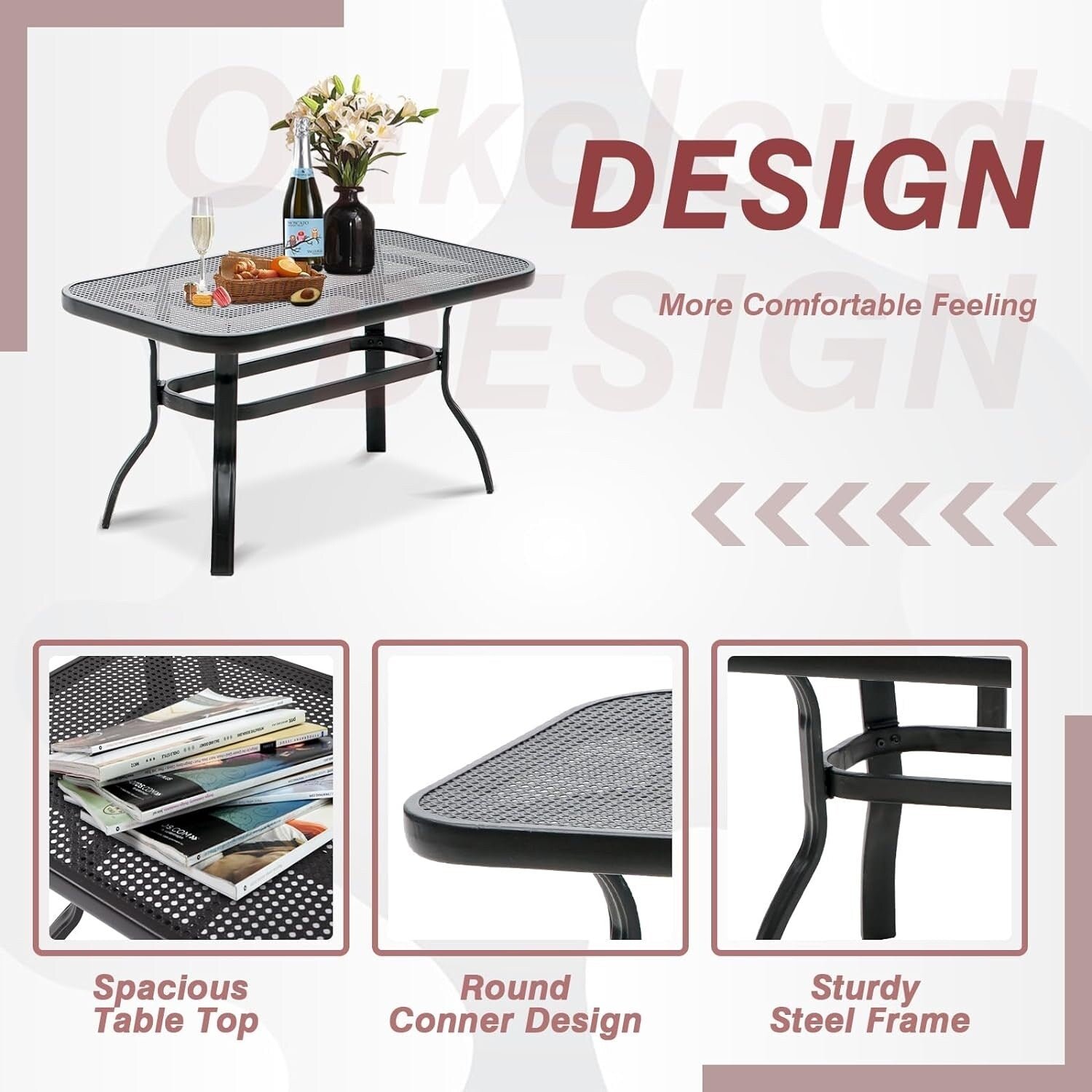 Ensemble de conversation pour patio extérieur en métal 4 pièces