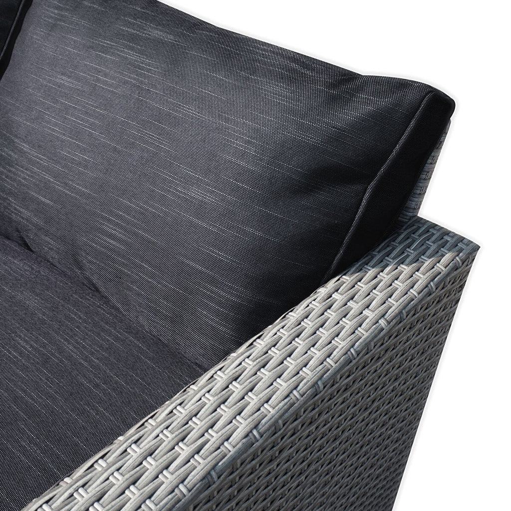 Ensemble de salon de jardin 3 pièces en osier résistant aux intempéries, beige