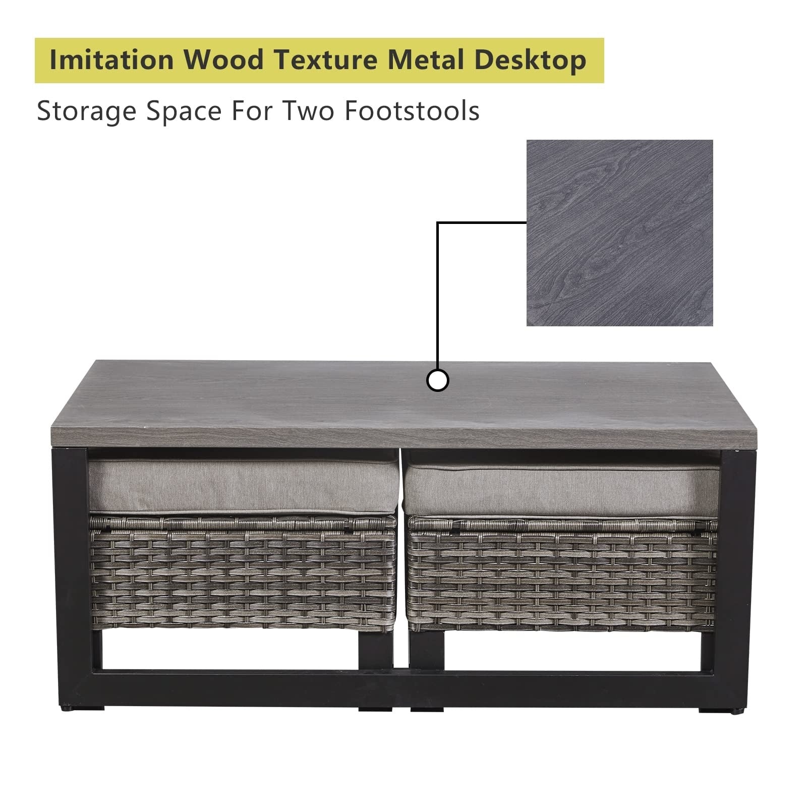 Ensemble de canapé d'extérieur 6 pièces avec chaise et pouf