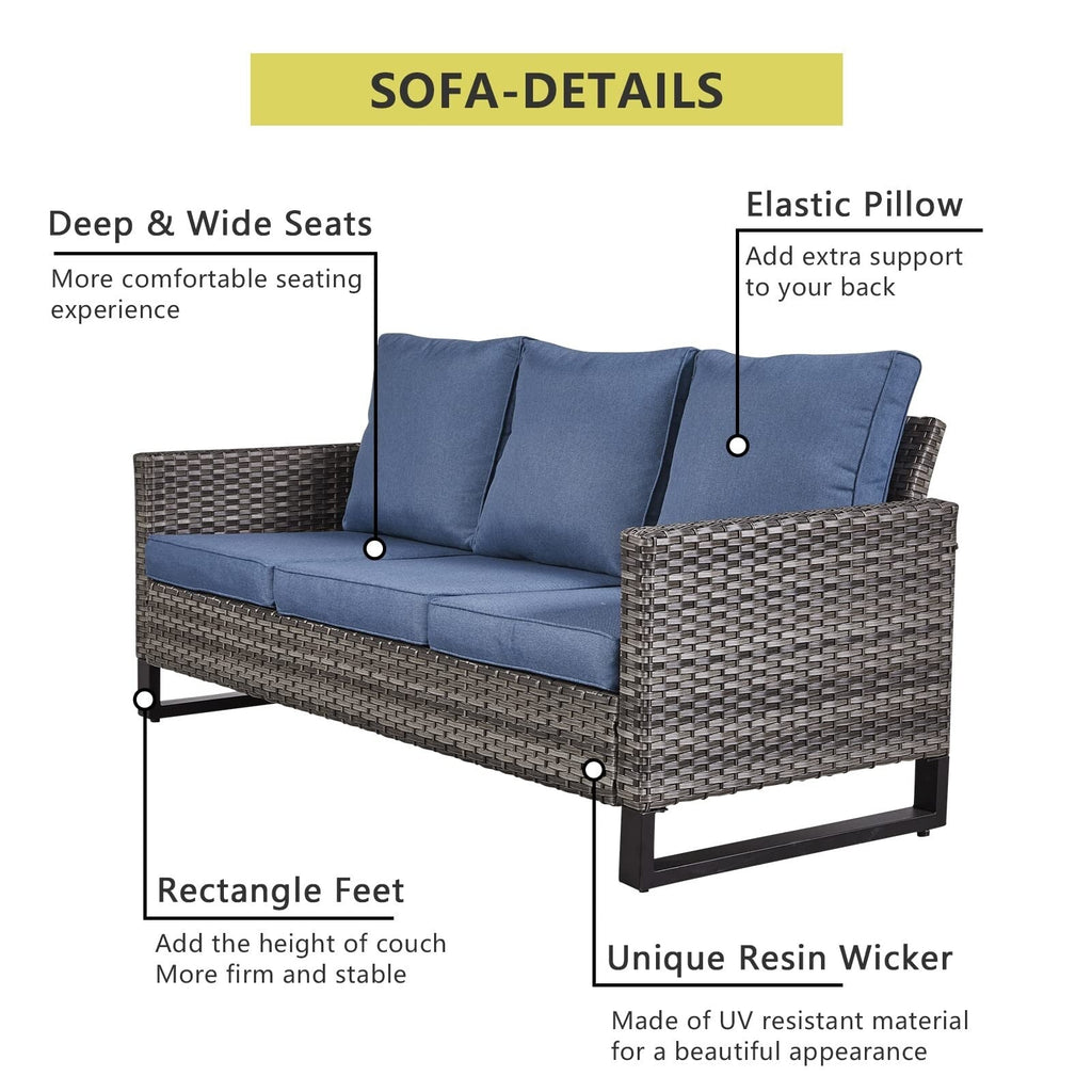 Ensemble de canapé d'extérieur 6 pièces avec chaise et pouf