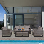 Ensemble de canapé d'extérieur 6 pièces avec chaise et pouf