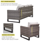 Ensemble de canapé d'extérieur 6 pièces avec chaise et pouf