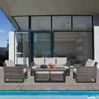 Ensemble de canapé d'extérieur 6 pièces avec chaise et pouf