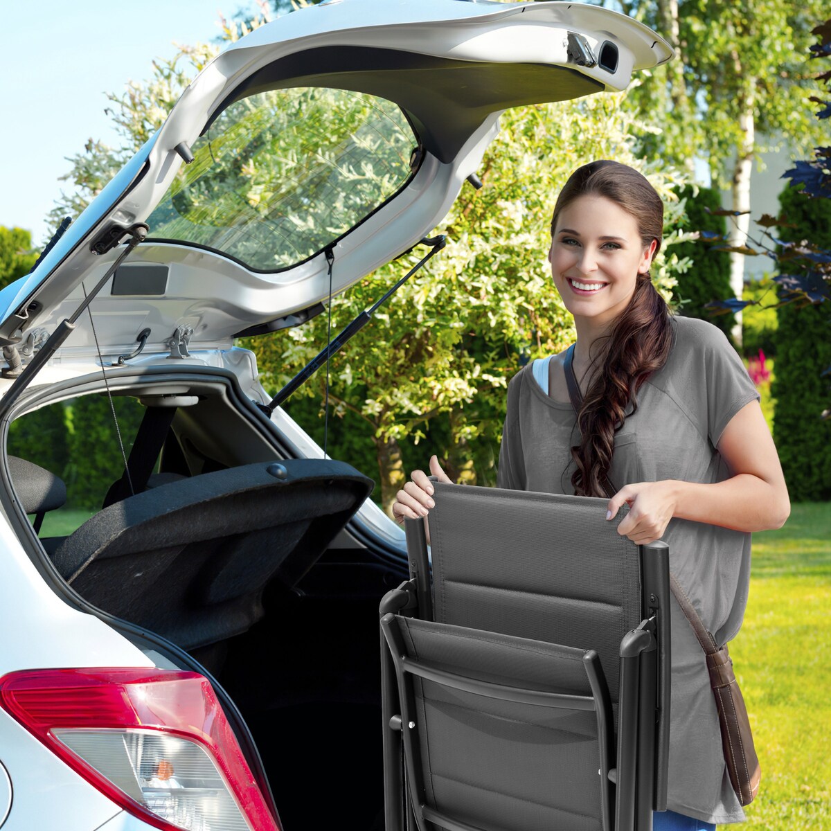 Ensemble de salle à manger de patio 3/5/7 pièces, table extensible en aluminium, chaise pliante rembourrée réglable