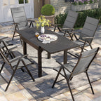Ensemble de salle à manger de patio 3/5/7 pièces, table extensible en aluminium, chaise pliante rembourrée réglable
