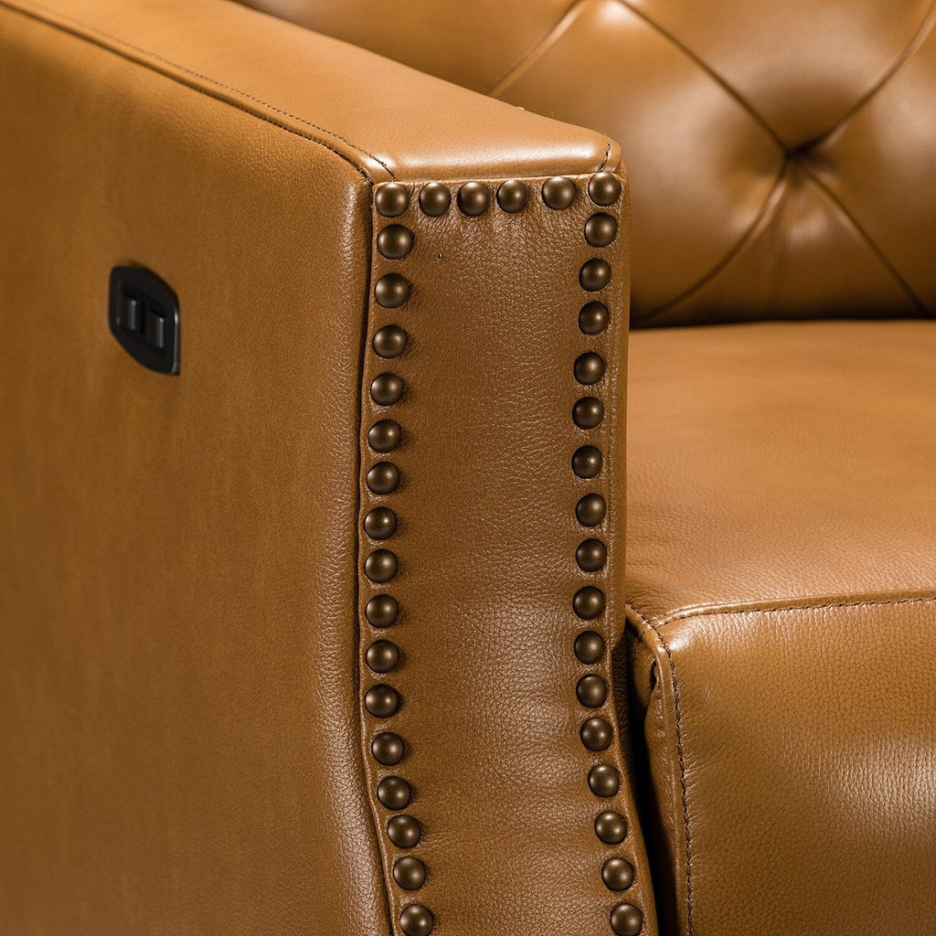 Fauteuil inclinable électrique Alina 31,50 pouces de large en cuir véritable avec port USB, lot de 2