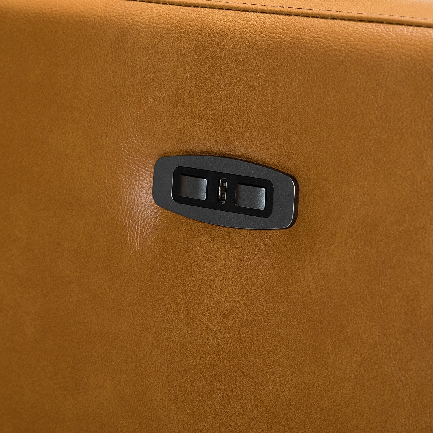 Fauteuil inclinable électrique Alina 31,50 pouces de large en cuir véritable avec port USB, lot de 2