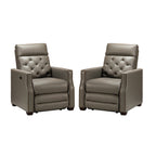 Fauteuil inclinable électrique Alina 31,50 pouces de large en cuir véritable avec port USB, lot de 2