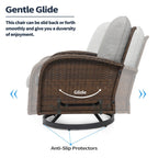 Ensemble de meubles de patio 3 pièces, ensemble bistrot pivotant d'extérieur avec chaises à bascule en osier et table basse en verre