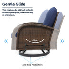 Ensemble de meubles de patio 3 pièces, ensemble bistrot pivotant d'extérieur avec chaises à bascule en osier et table basse en verre