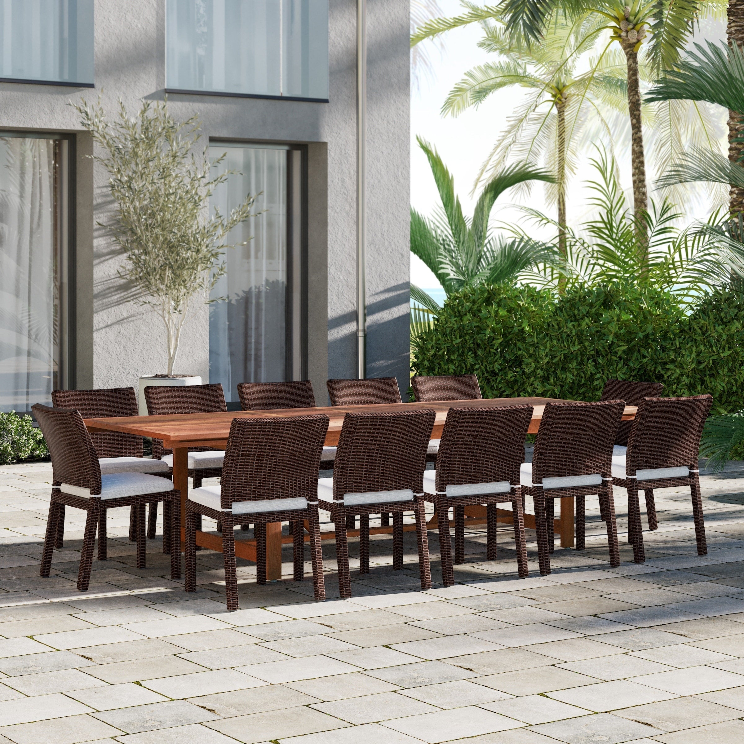 Ensemble de salle à manger d'extérieur en bois certifié FSC Amazonia Camille