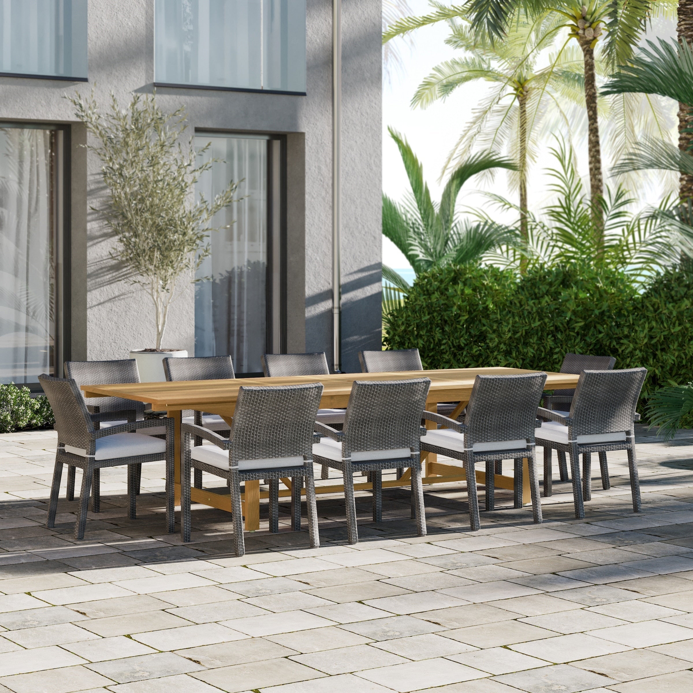 Ensemble de salle à manger d'extérieur en bois certifié FSC Amazonia Camille