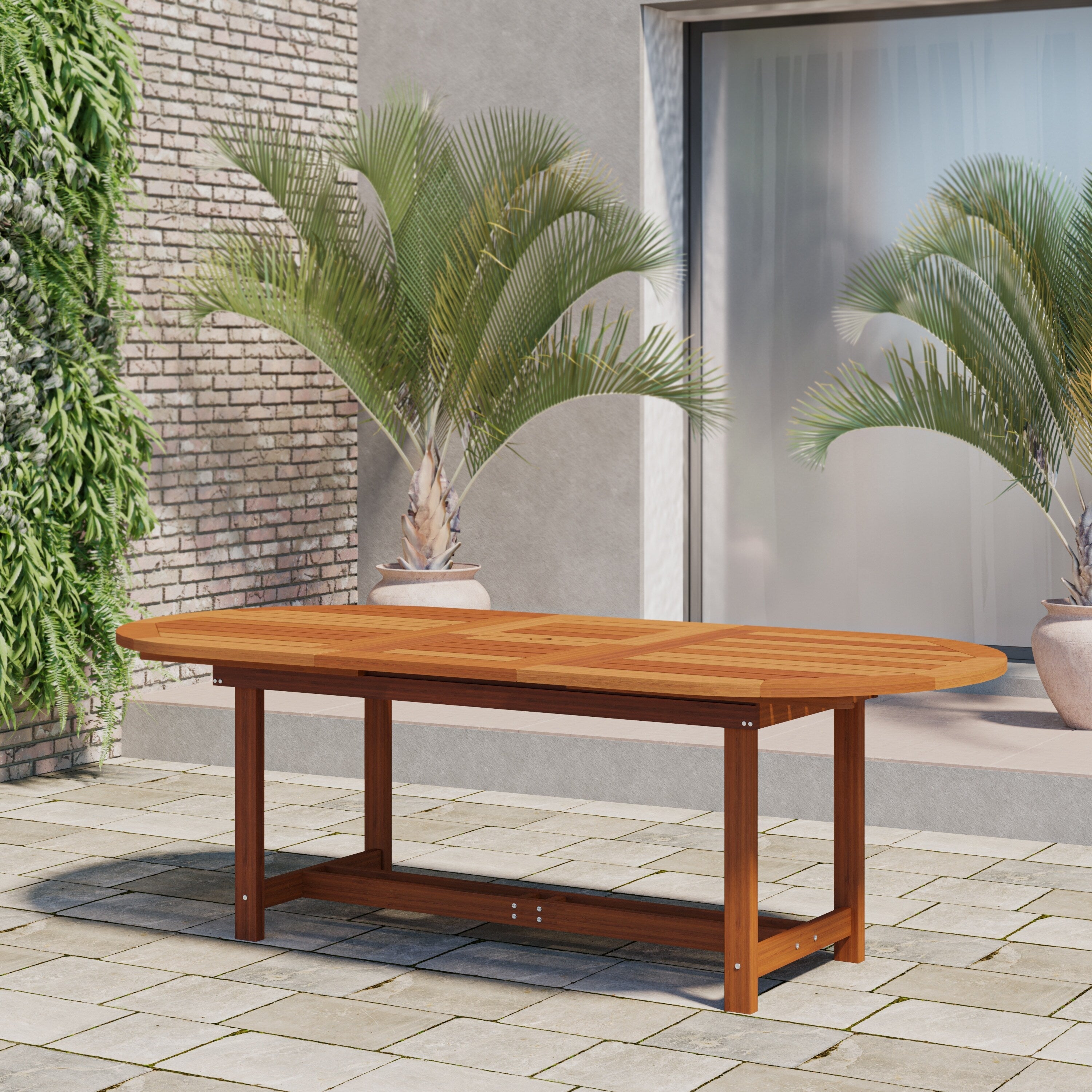 Ensemble de salle à manger d'extérieur ovale extensible de 9 pièces - 9 pièces