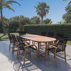 Ensemble de salle à manger d'extérieur ovale extensible de 9 pièces - 9 pièces