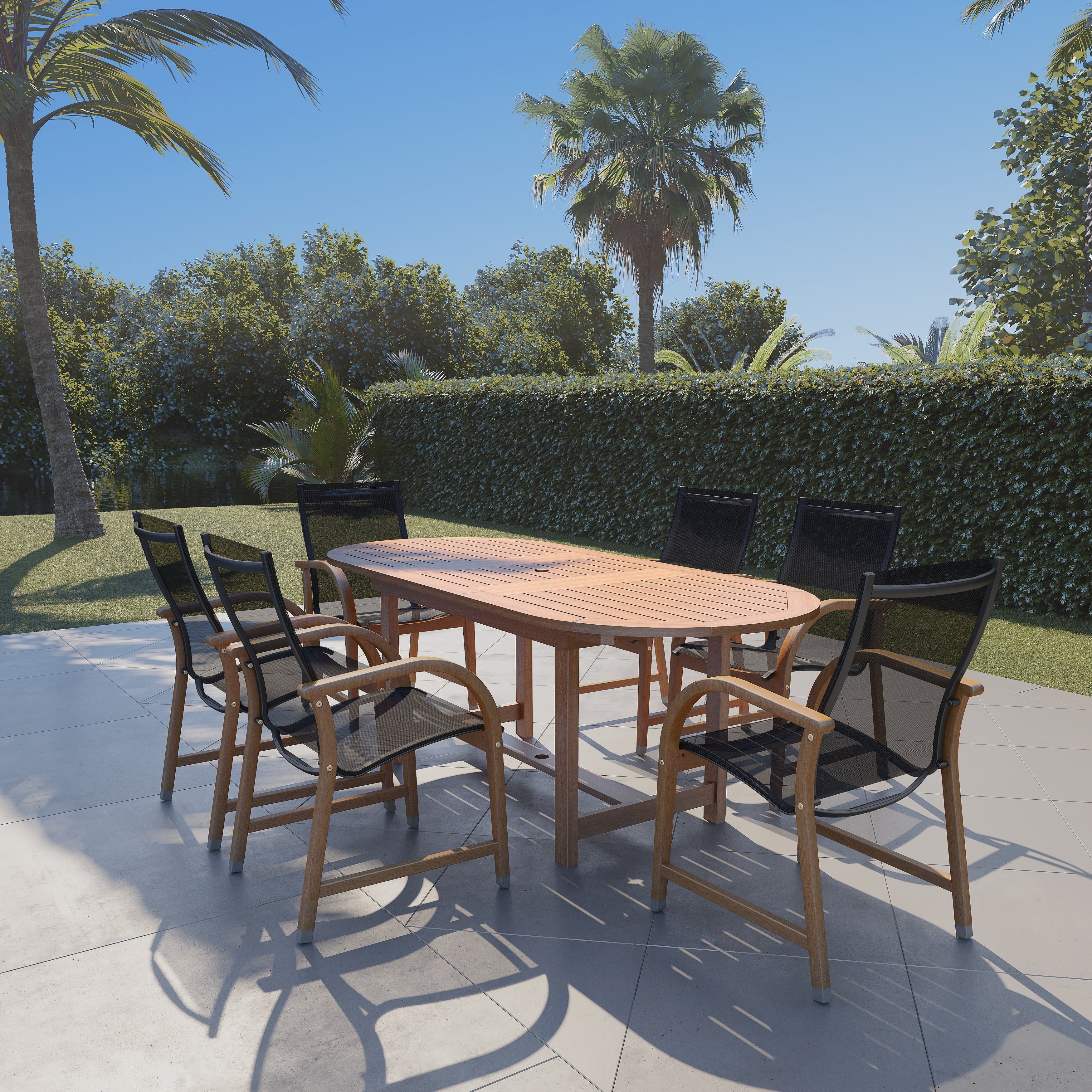Ensemble de salle à manger d'extérieur Amazonia Miller en bois certifié FSC, 7 pièces - 7 pièces