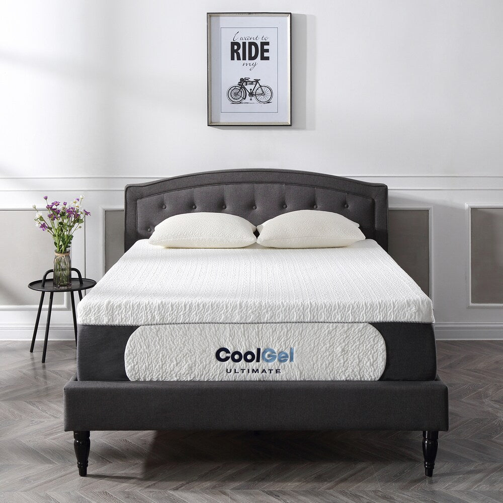 Matelas en mousse à mémoire de forme Cool Gel de Classic Brands de 14 pouces avec oreiller - Blanc