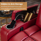 Canapé inclinable simple rembourré pour home cinéma électrique avec rangement dissimulé pour les accoudoirs