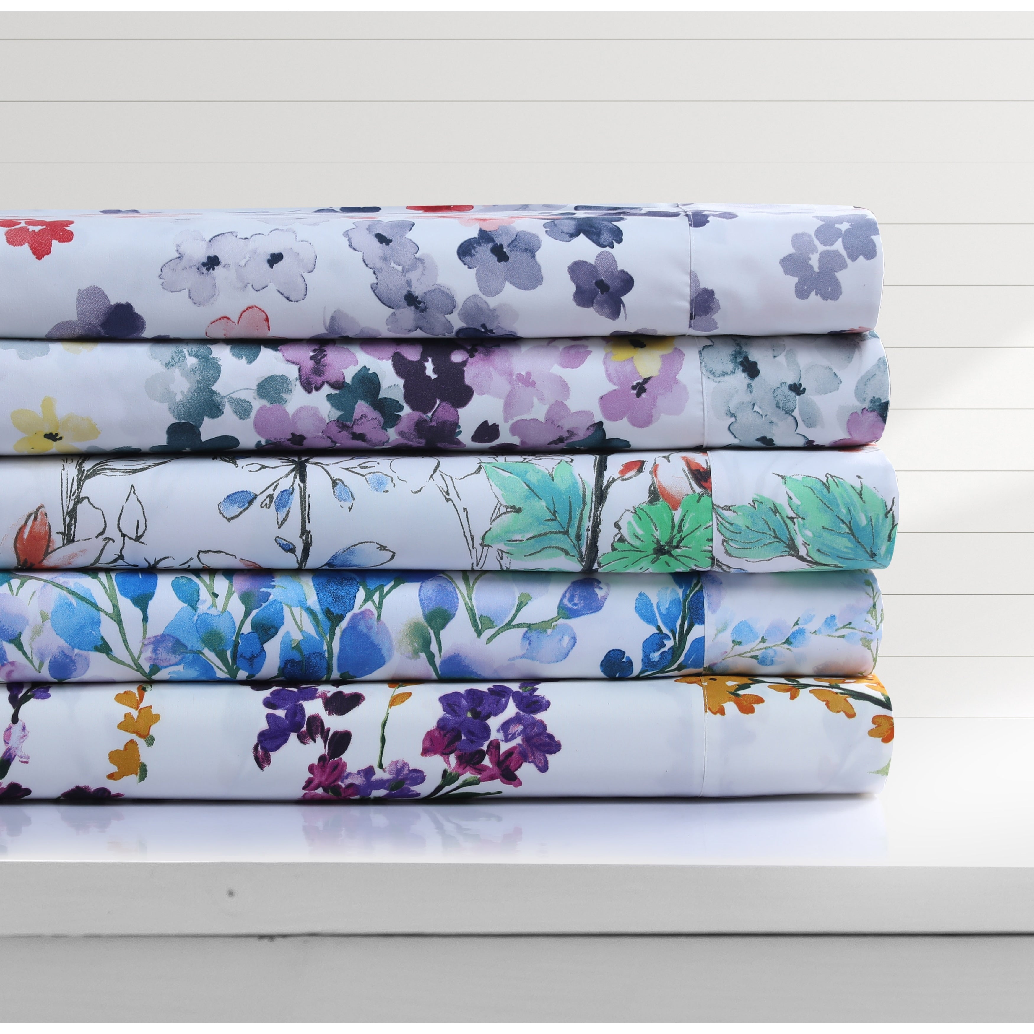 Ensemble de draps à poches profondes à imprimé floral Azores Home avec plat surdimensionné