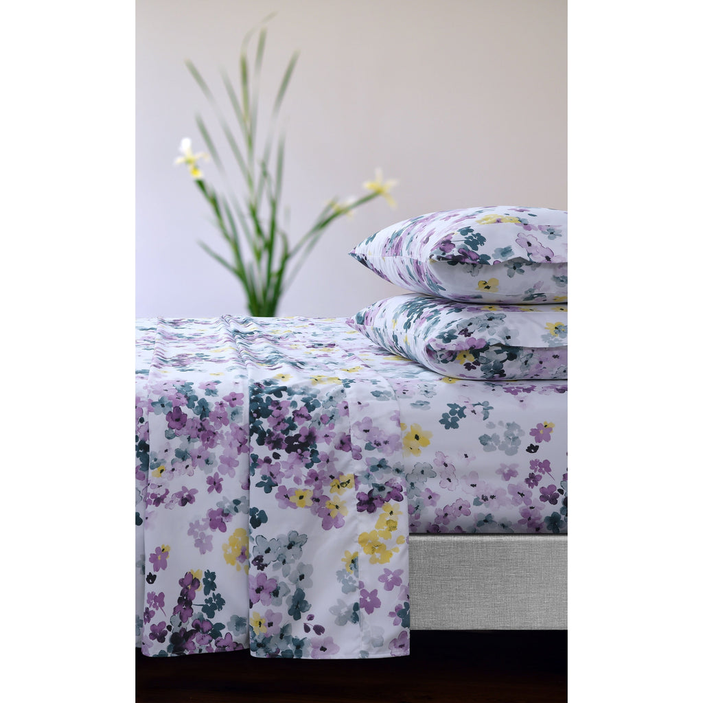 Ensemble de draps à poches profondes à imprimé floral Azores Home avec plat surdimensionné