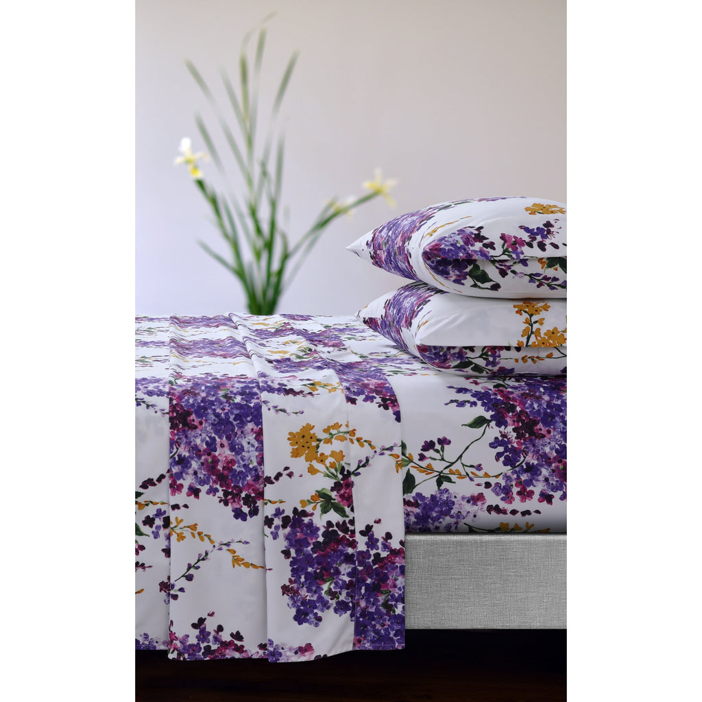 Ensemble de draps à poches profondes à imprimé floral Azores Home avec plat surdimensionné