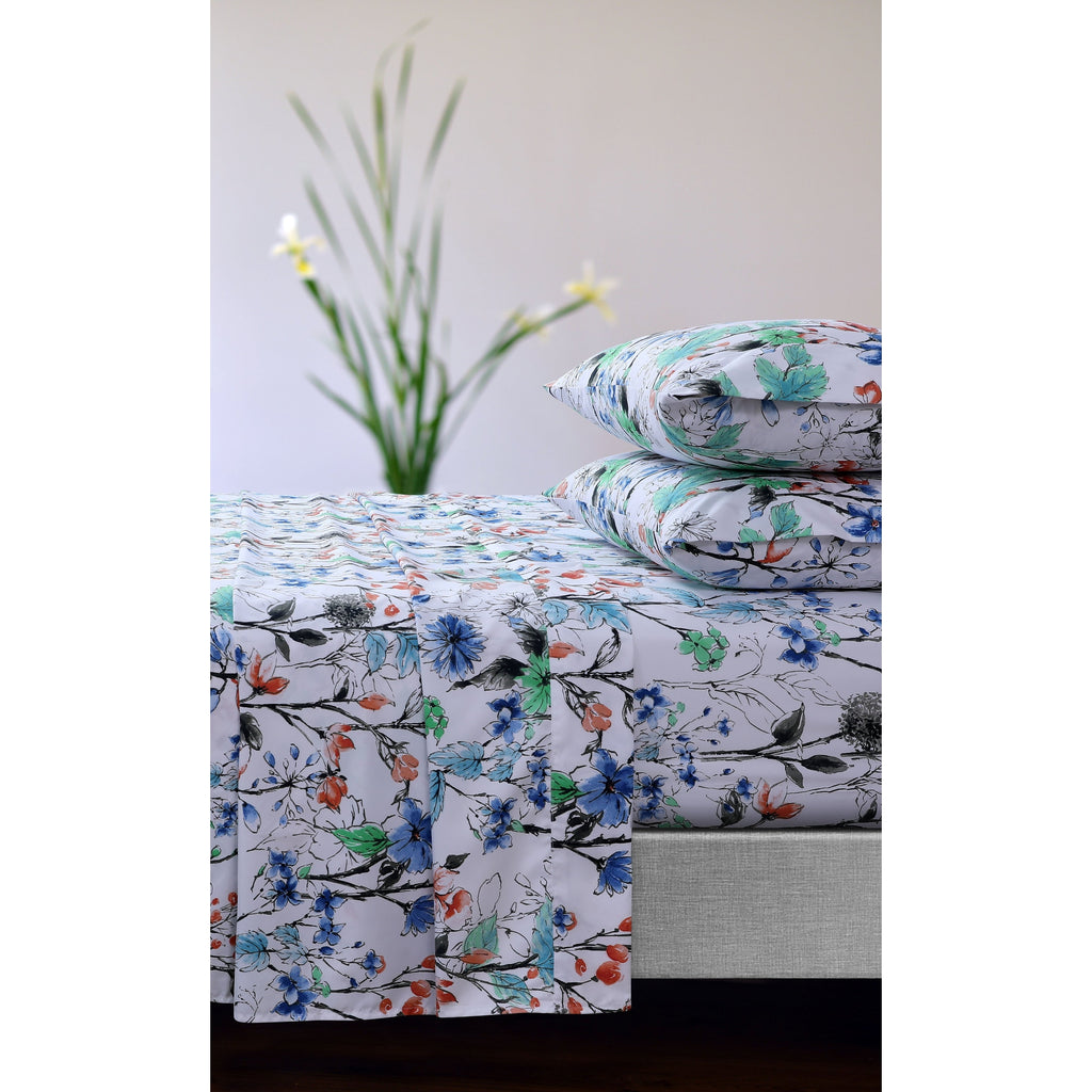 Ensemble de draps à poches profondes à imprimé floral Azores Home avec plat surdimensionné