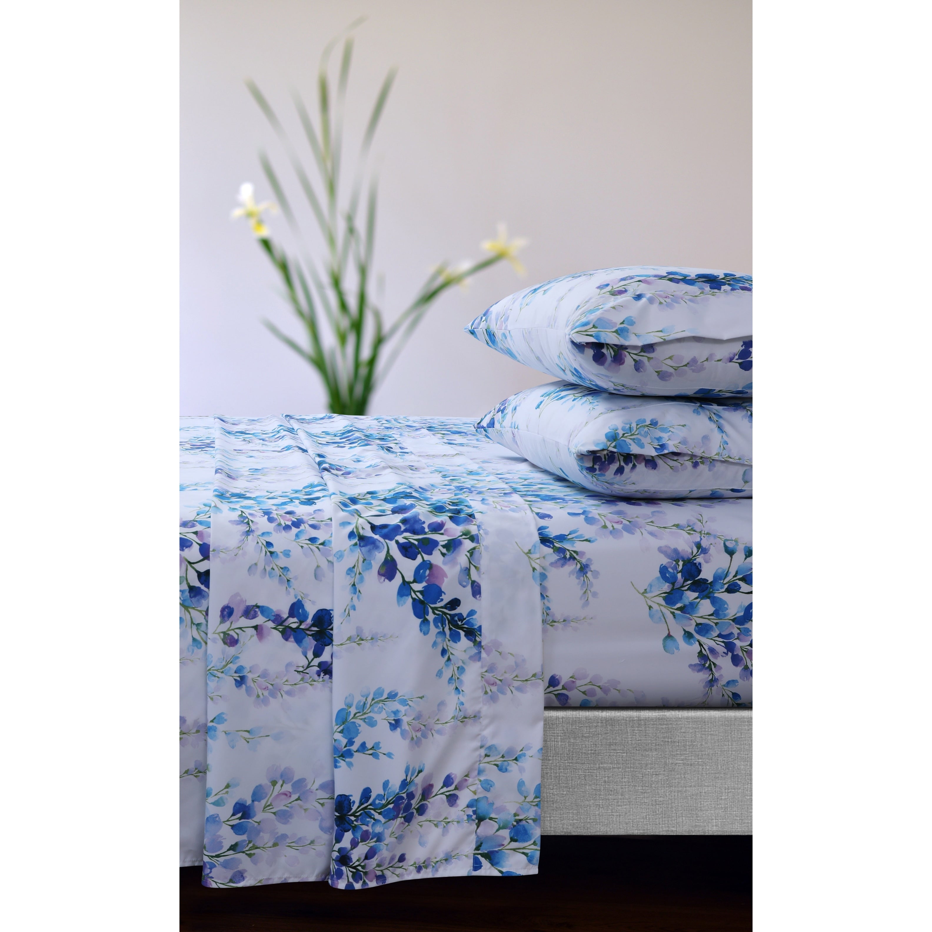 Ensemble de draps à poches profondes à imprimé floral Azores Home avec plat surdimensionné