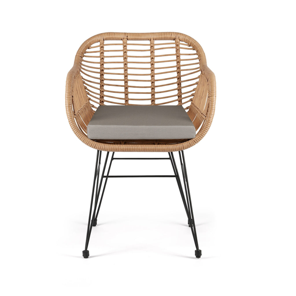 Ensemble bistrot d'extérieur Crescent 3 pièces en osier avec coussins