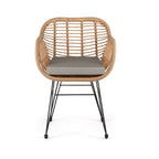 Ensemble bistrot d'extérieur Crescent 3 pièces en osier avec coussins