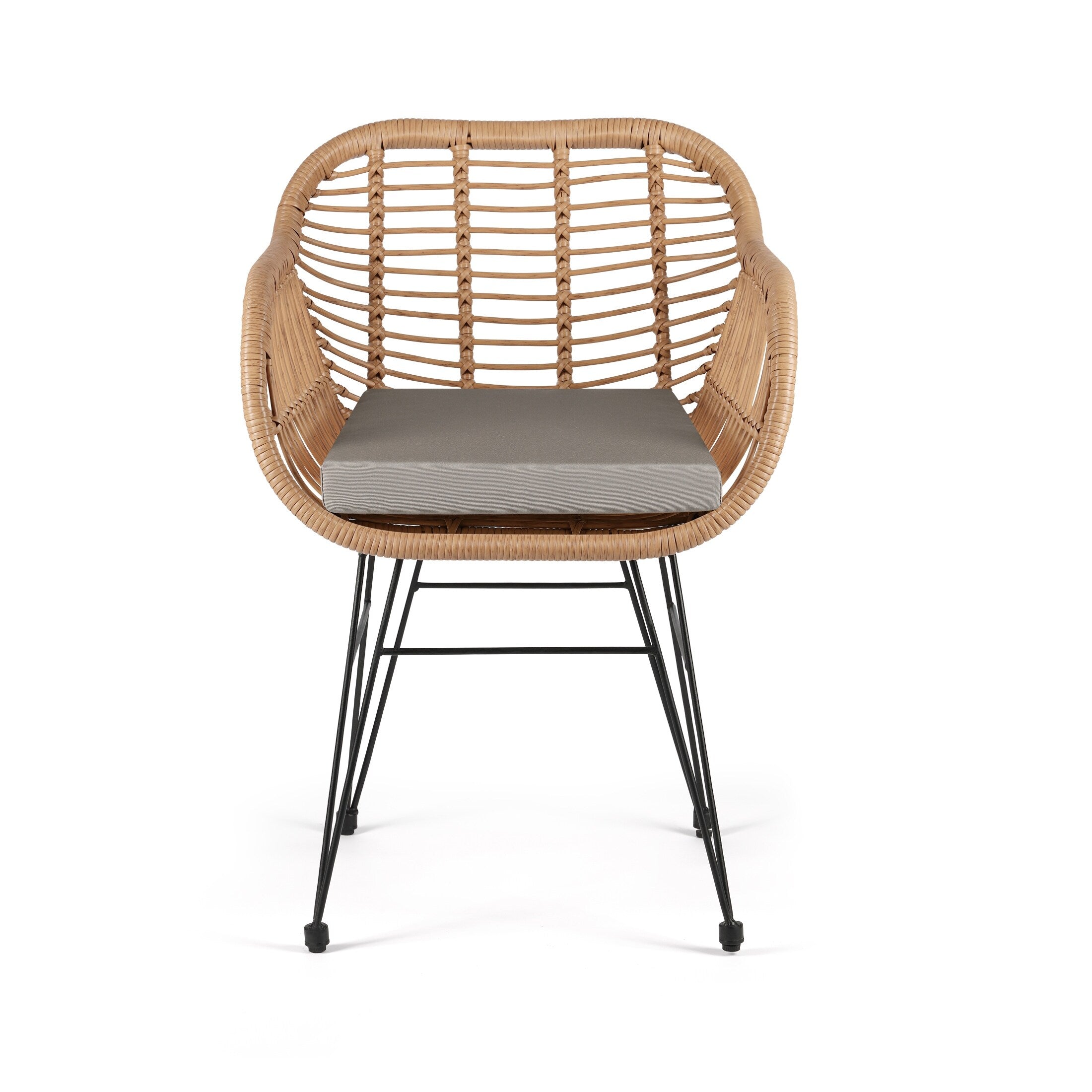 Ensemble bistrot d'extérieur Crescent 3 pièces en osier avec coussins