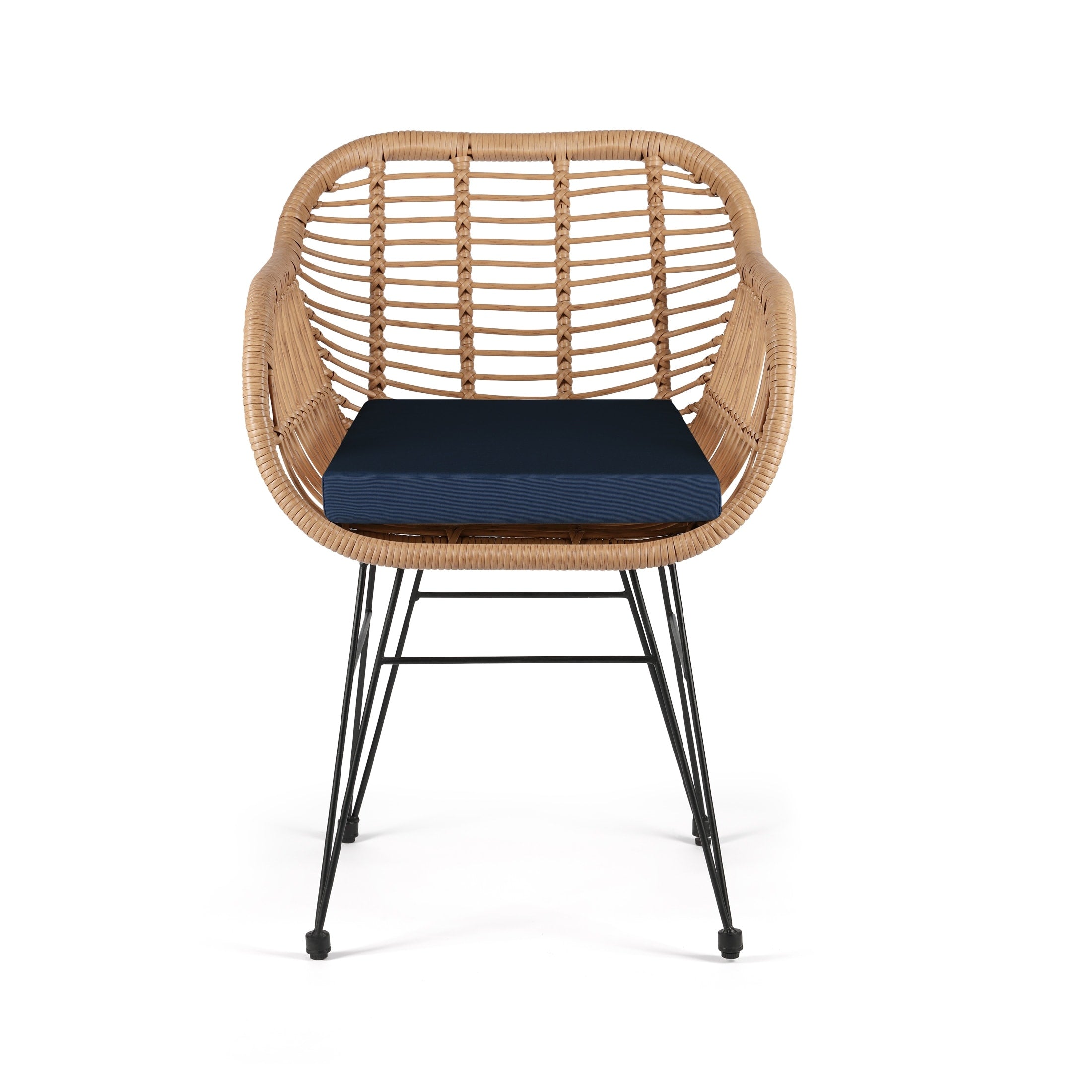 Ensemble bistrot d'extérieur Crescent 3 pièces en osier avec coussins