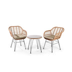 Ensemble bistrot d'extérieur Crescent 3 pièces en osier avec coussins