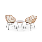 Ensemble bistrot d'extérieur Crescent 3 pièces en osier avec coussins