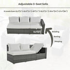 Ensemble de canapés de patio en rotin PE 6 pièces avec rangement et sièges réglables