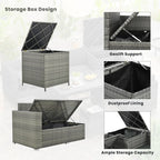 Ensemble de canapés de patio en rotin PE 6 pièces avec rangement et sièges réglables