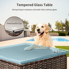 Ensemble de salon d'extérieur 5 pièces, ensemble de conversation pour patio, ensemble de canapé sectionnel en rotin avec table basse