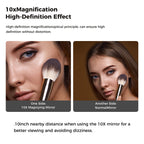 Miroir de maquillage mural rond de 8 pouces, rechargeable, grossissement 1x/10x, 3 lumières colorées